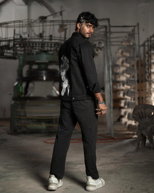 Urban Black Brush-Stroke Jacket &amp; Trouser Set