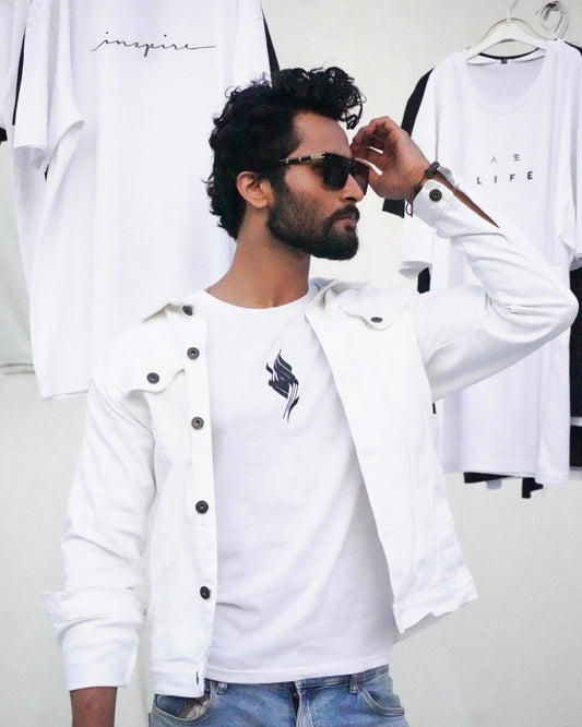 White Flame Emblem Tee – Bold • Clean • Modern