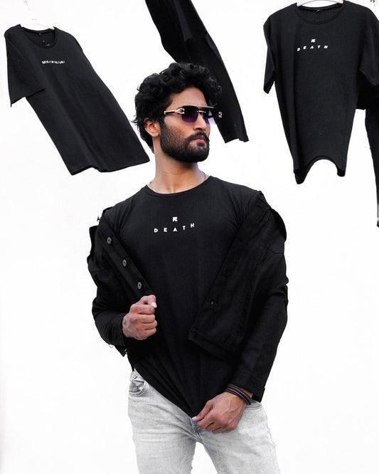 Black Kanji DEATH Minimal Tee – Bold • Dark • Artistic